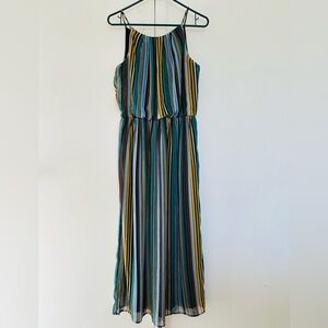 Tacera Striped Multicolor Sleeveless Boho Maxi Dress women’s size M